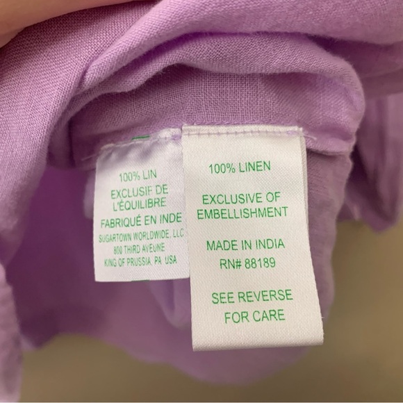 Lilly Pulitzer Amelia Island Tunic Lilac Verbena Linen Size Large Purple Pink - Picture 12 of 14